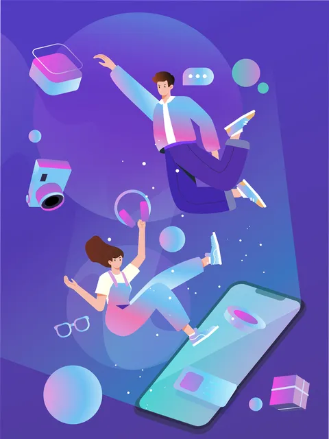 电商购物插画组集封面图