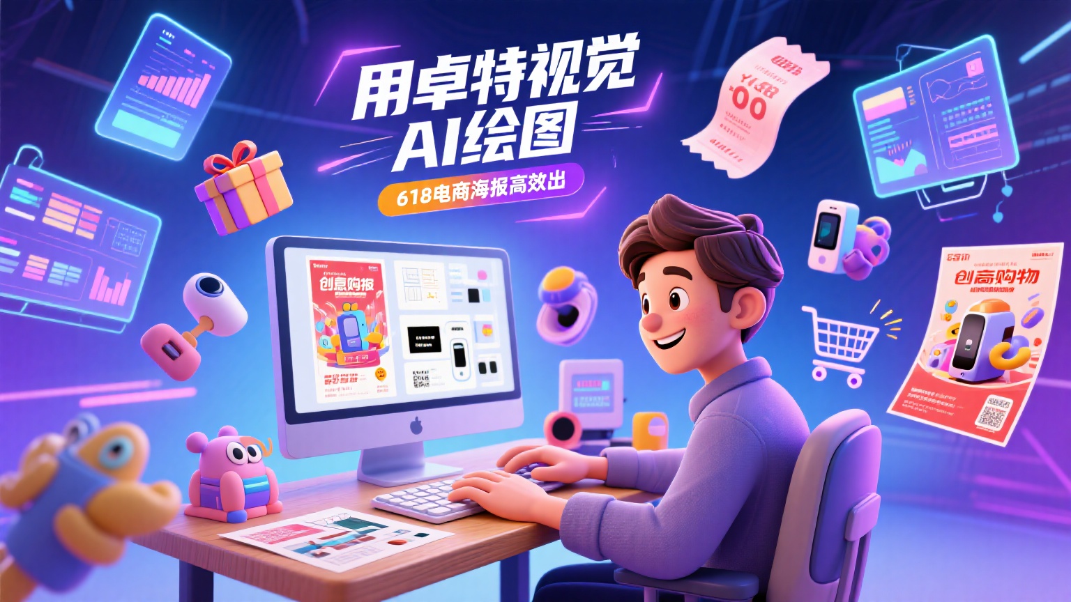 618 电商海报高效出图 | 9套618 AIGC描述词复制描述一键直出 - 卓特视觉（含家电 / 母婴 / 数码 / 健康等）封面