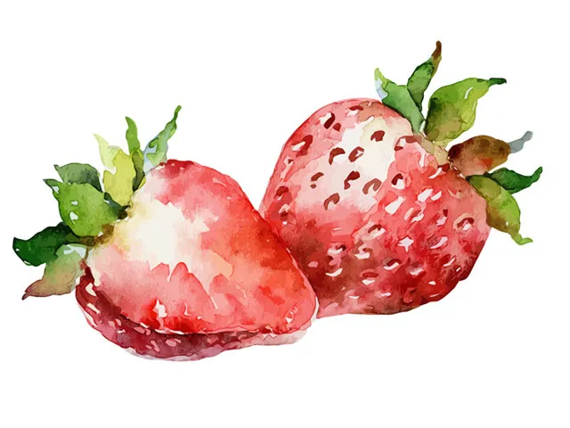 水彩草莓矢量